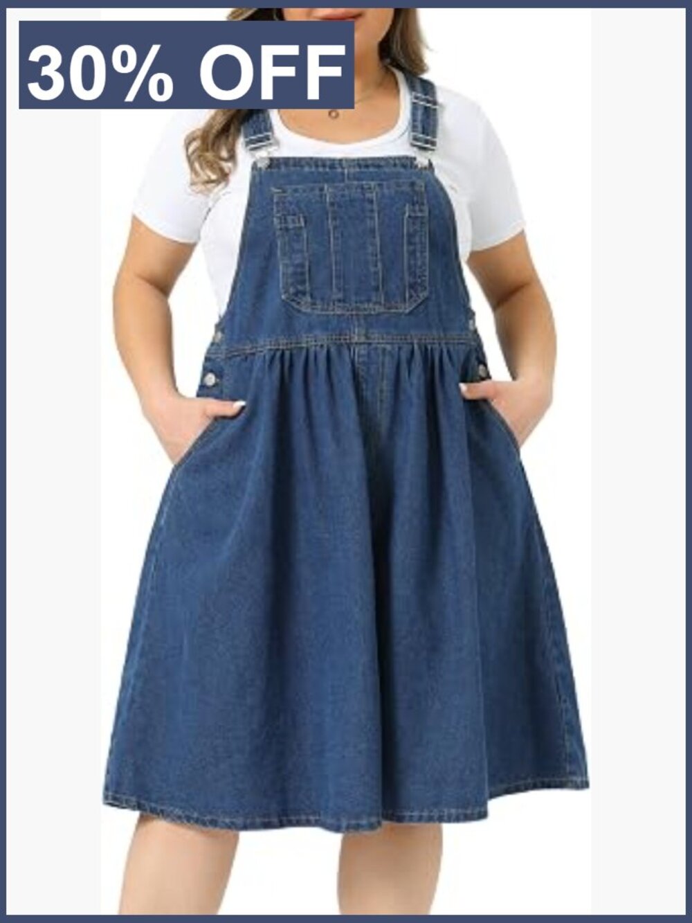 Plus Size Denim Overalls Dress Casual Romper Sleeveless Adjustable Straps Jumper